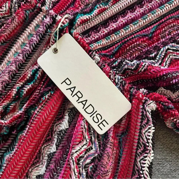 Paradise Multicolored V Neck Swim Suit Cover Up Dress Medium NWT - Picture 3 of 6